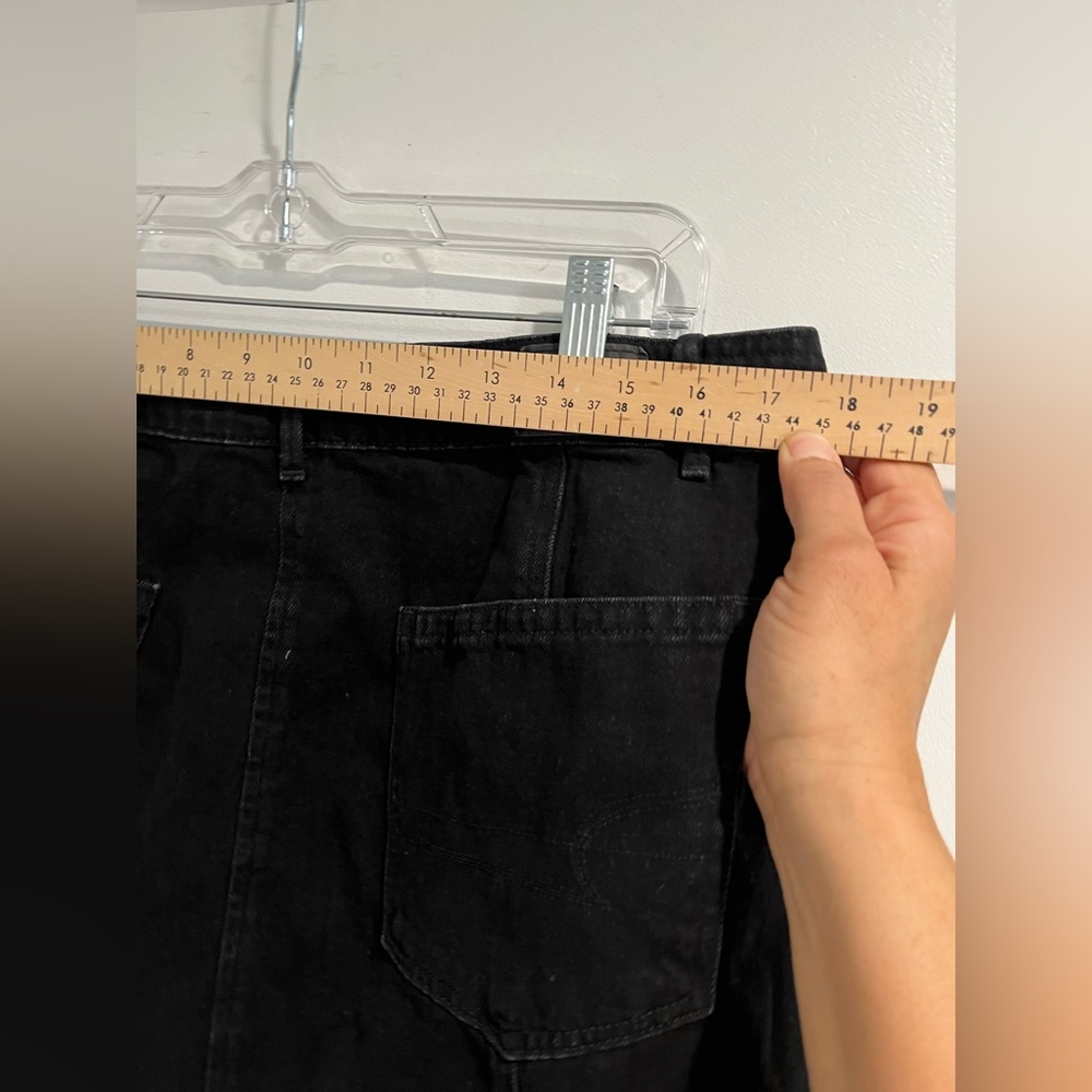 American Eagle Black Denim High Waist A-Line Button Front Skirt Sz.‎ 16 - Picture 5 of 8